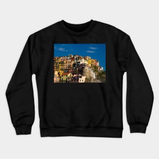 View on the cliff town of Manarola, one of the colorful Cinque Terre on the Italian west coast Crewneck Sweatshirt